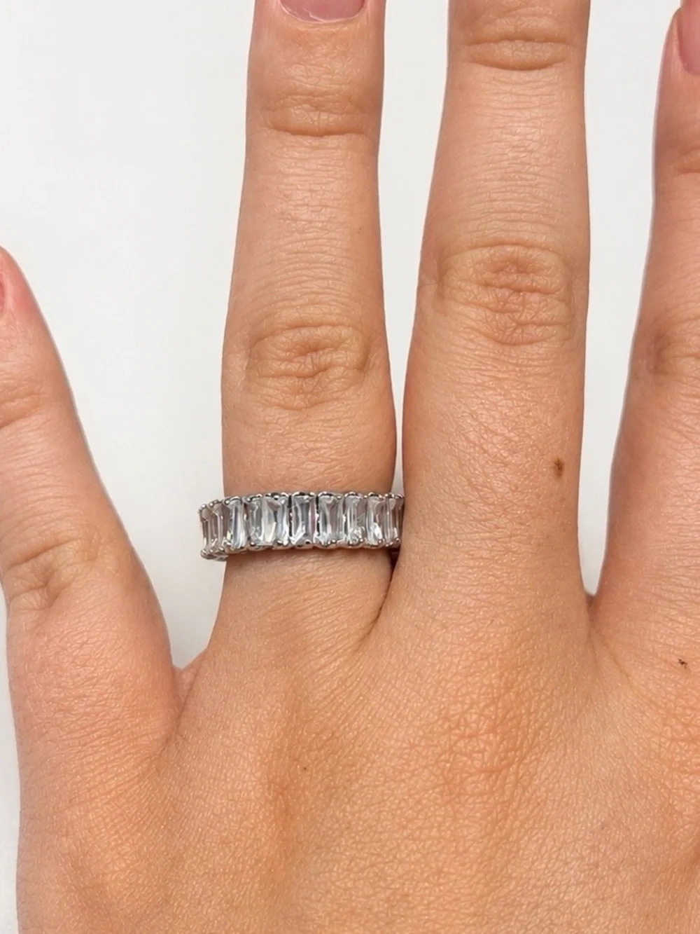 Sterling Silver Clear Crystal Eternity Band - Women's Jewelry